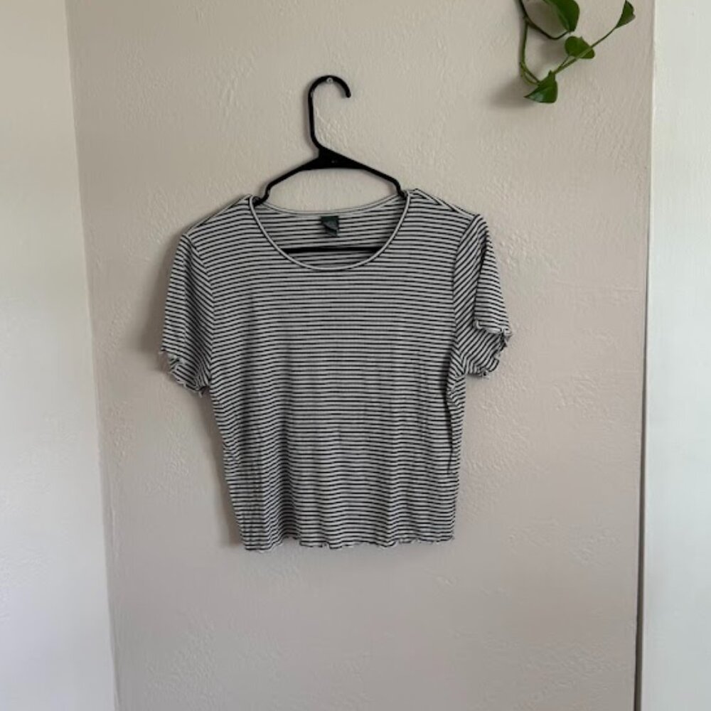 Wild Fable Black and White Striped Crop top